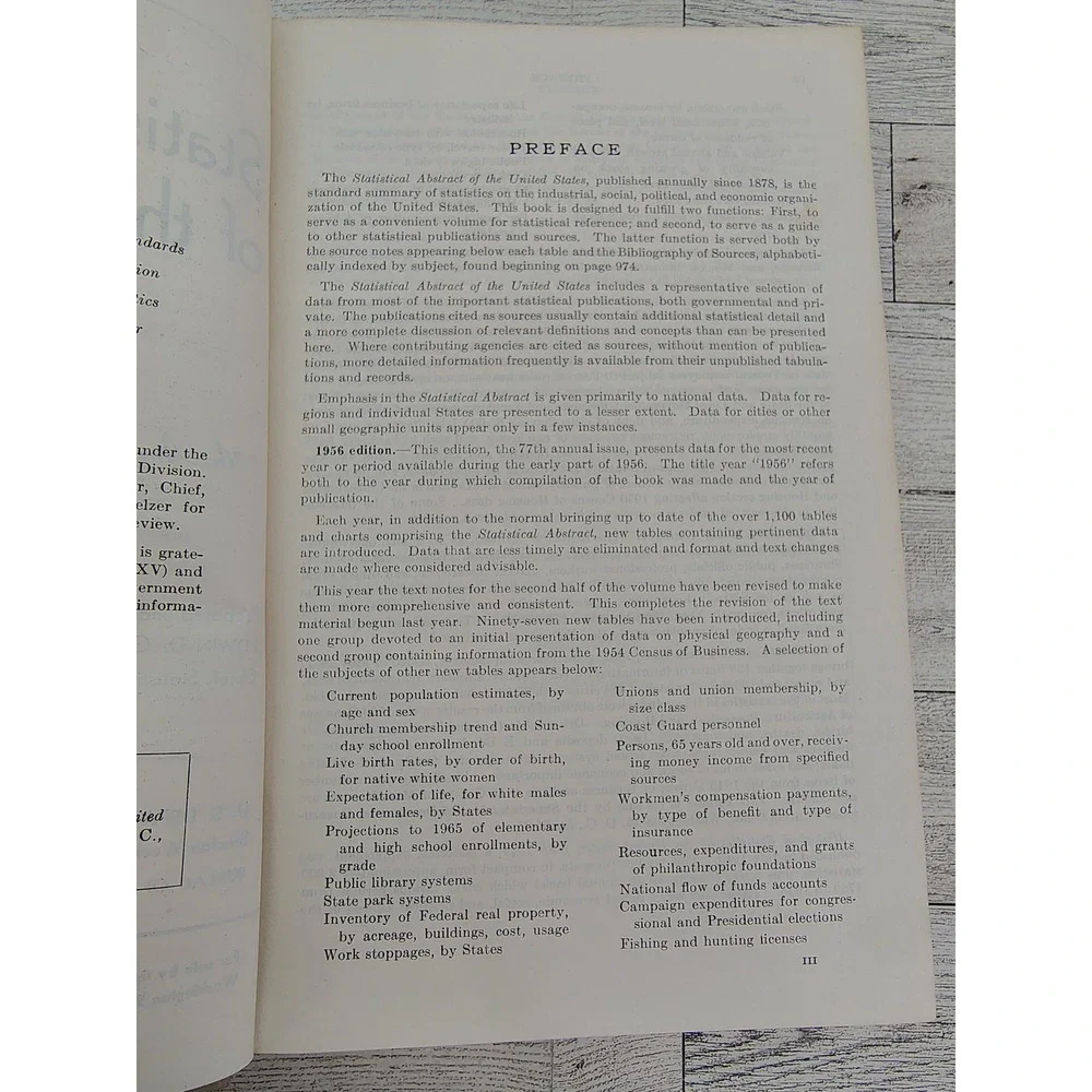 MCM 1956 Statistical Abstract Vintage Government Data Hardcover Book Shelf Decor